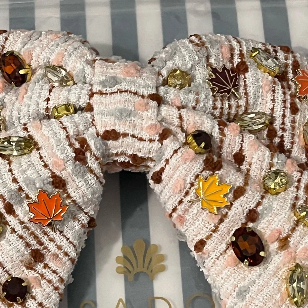 LELE SADOUGHI AUTUMN BOUCLE FALLING LEAVES CRYSTAL BOW BARRETTE